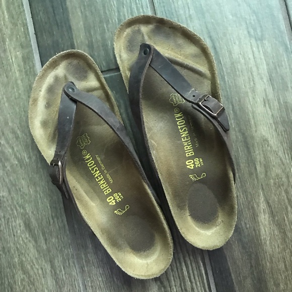 Birkenstock Shoes - Birkenstock Brown Leather Slip On Sandals Sz 40